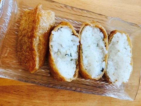 柚子果汁入り焼きばら海苔酢飯でいなり寿司